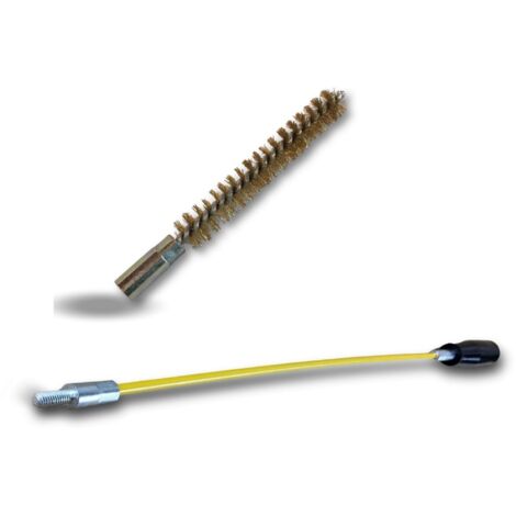Ecouvillon LAITON Condenseur Lot de 10 avec 1 tringle flexible 48 cm Ø 12 mm Raccord laiton taraudé M6 femelle Torsade en acier galvanisé Brosse nettoyage Kibros 4TCL12Tx10