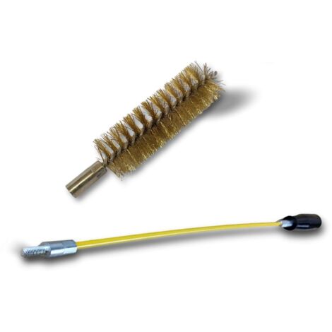 Ecouvillon LAITON Condenseur Lot de 10 avec 1 tringle flexible 48 cm Ø 25 mm Raccord laiton taraudé M6 femelle Torsade en acier galvanisé Brosse nettoyage Kibros 4TCL25Tx10