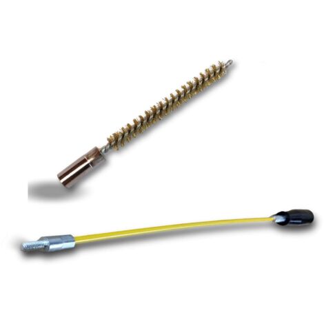 Ecouvillon LAITON Condenseur Lot de 10 avec 1 tringle flexible 48 cm Ø 8 mm Raccord laiton taraudé M6 femelle Torsade en acier galvanisé Brosse nettoyage Kibros 4TCL8Tx10