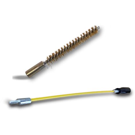 Ecouvillon LAITON Condenseur Lot de 10 avec 1 tringle flexible 48 cm Ø 10 mm Raccord laiton taraudé M6 femelle Torsade en acier galvanisé Brosse nettoyage Kibros 4TCL10Tx10