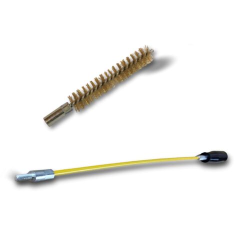 Ecouvillon LAITON Condenseur Lot de 10 avec 1 tringle flexible 48 cm Ø 15 mm Raccord laiton taraudé M6 femelle Torsade en acier galvanisé Brosse nettoyage Kibros 4TCL15Tx10