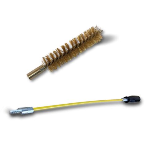 Ecouvillon LAITON Condenseur Lot de 10 avec 1 tringle flexible 48 cm Ø 20 mm Raccord laiton taraudé M6 femelle Torsade en acier galvanisé Brosse nettoyage Kibros 4TCL20Tx10