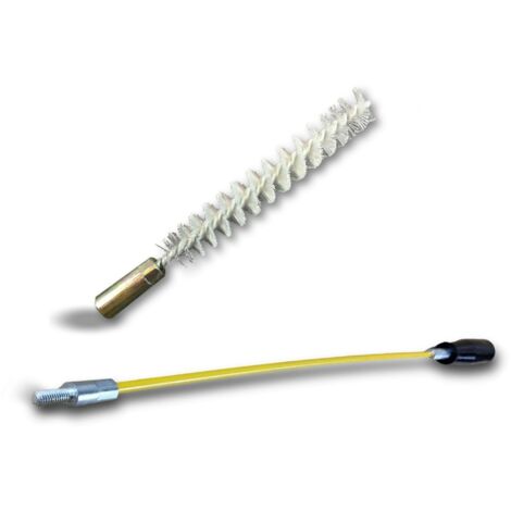 Ecouvillon NYLON Condenseur  Lot de 10 avec 1 tringle flexible 48 cm  Ø 12 mm  Raccord laiton taraudé M6 femelle  Torsade en acier galvanisé  Brosse nettoyage  Kibros 4TCN12Tx10 (1/5)