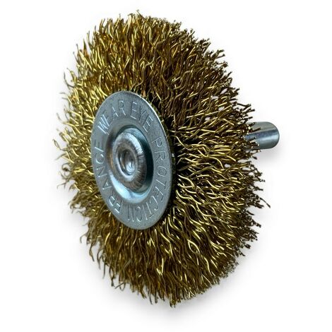 Brosse circulaire métallique sur tige Ø 50 mm Fil laiton dur - Quantité x 1 - Ø 50 mm - Ep. 8 mm - Laiton dur (1/5)