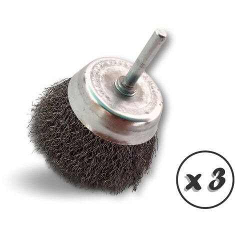 Brosses rotatives coupe sur tige  Acier dur - Quantité x 3 - Ø 75 mm - Coupe - Acier - Dure