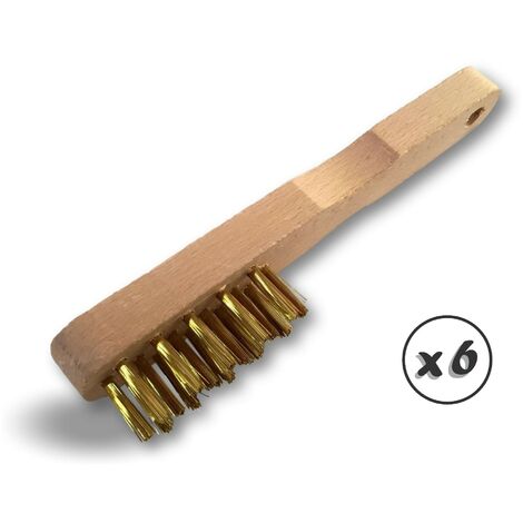 Brosse métallique à main type violon  Fil laiton ou inox rond lisse sur 5  rangs