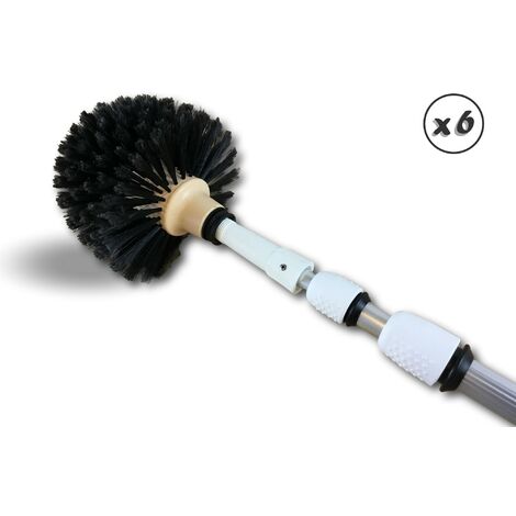Tête de loup balai brosse boule Manche télescopique aluminium - Quantité x 6 - Tête de loup PRO manché 3,8 m