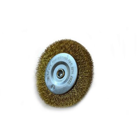 Brosse circulaire métallique sur tige Ø 75 mm Fil laiton souple - Quantité x 1 - Ø 75 mm - Ep. 8 mm - Laiton souple (1/5)