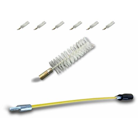 Ecouvillon NYLON Condenseur Lot de 6 avec 1 tringle flexible 48 cm Ø 25 mm Raccord laiton taraudé M6 femelle Torsade en acier galvanisé Brosse nettoyage Kibros 4TCN25Tx6