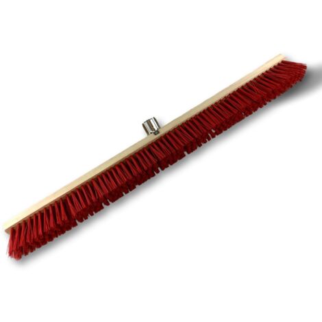 Balai d'atelier type cantonnier Lot de 6 Piste Extérieur Longueur 100 cm Garnissage brosse PVC rouge Semelle bois Douille métal boulonnée Ø 28 mm Sans manche Kibros 2390Bx6 (1/5)