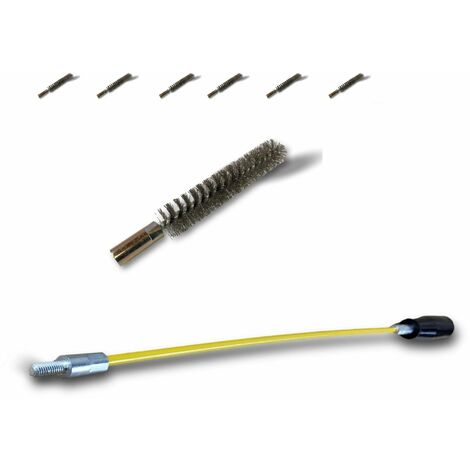 Ecouvillon INOX Condenseur Lot de 6 avec 1 tringle flexible 48 cm Ø 15 mm Raccord laiton taraudé M6 femelle Torsade en acier galvanisé Brosse nettoyage Kibros 4TCI15Tx6 (1/5)