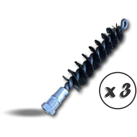 Lot de 3 Brosses à tube acier Ø 30mm  Nettoyage brossage  Elimination de la rouille décalaminage tuyaux  Raccord fileté pour tringle  Fil d'acier trempés lisses  Kibros 41SCA30x3