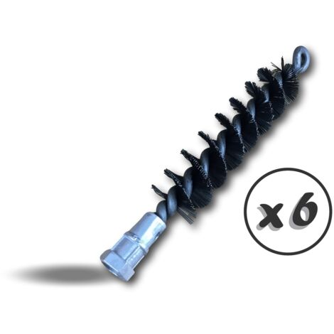 Lot de 6 brosses à tube acier Ø 30mm Nettoyage brossage Elimination de la rouille décalaminage tuyaux Raccord fileté pour tringle Fil d'acier trempés lisses Kibros 41SCA30x6