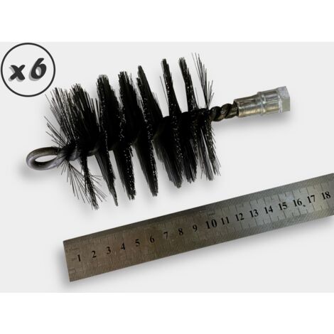 Lot de 6 Brosses à tube PRO ACIER Ø 80 mm Raccord M12175 femelle Ame en acier torsadé Nettoyage brossage tube et canalisation Kibros 41SCA80x6