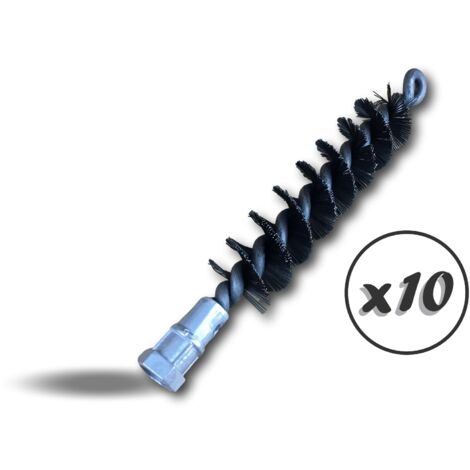 Lot de 10 Brosses à tube acier Ø 30mm Nettoyage brossage Elimination de la rouille décalaminage tuyaux Raccord fileté pour tringle Fil d'acier trempés lisses Kibros 41SCA30x10