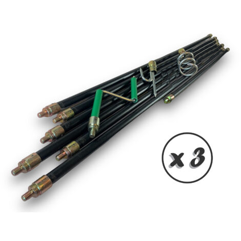 Kit hyper pro déboucheur canalisations  7 cannes noires Ø 20 mm  13 m  3 accessoires - Quantité x 3 - Kit hyper pro - 13 m + 3 accessoires