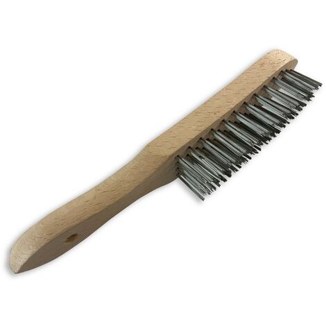 Brosse métallique à main type soudeur Fil laiton ou inox rond lisse sur 4 rangs - Quantité x 1 - 4 rangs inox