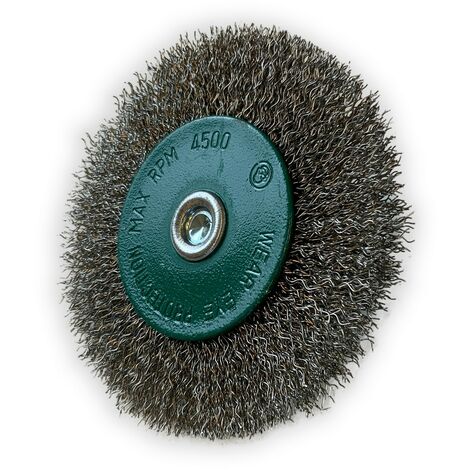 Brosse circulaire métallique sur tige Ø 100 mm Fil inox dur - Quantité x 1 - Ø 100 mm - Ep. 12 mm - Inox dur