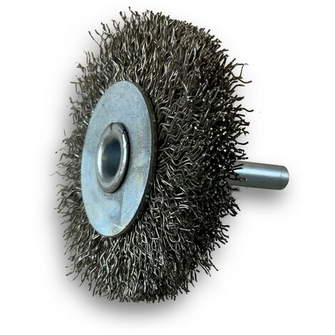 Brosse circulaire métallique sur tige Ø 60 mm  Fil inox dur - Quantité x 1 - Ø 60 mm - Ep. 12 mm - Inox dur