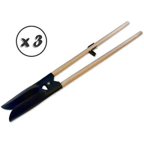 Pelle bèche à trou en acier avec 2 manches bois  140 cm - Quantité x 3 - Version 2 manches