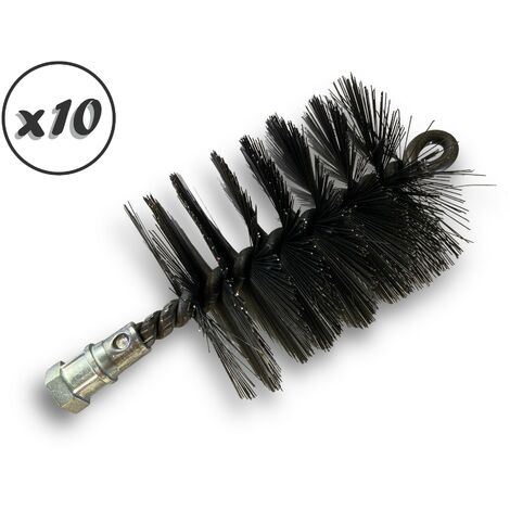 Lot de 10 Brosses à tube PRO ACIER Ø 75 mm Raccord M12175 femelle Ame en acier torsadé Nettoyage brossage tube et canalisation Kibros 41SCA75x10