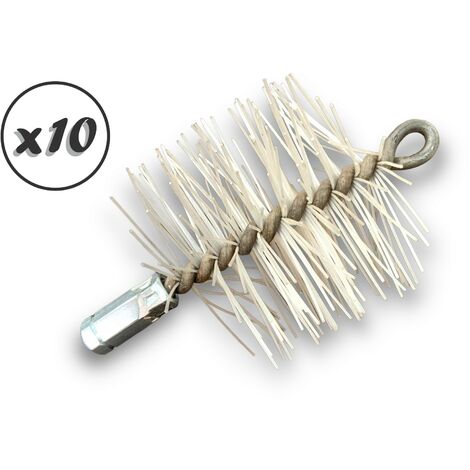 Lot de 10 Brosses à tube PRO NYLON Ø 110 mm Raccord M12175 femelle Ame en acier torsadé Nettoyage brossage tube et canalisation Kibros 41SCN110x10