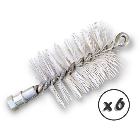 Lot de 6 Brosses à tube PRO NYLON Ø 65 mm Raccord M12175 femelle Ame en acier torsadé Nettoyage brossage tube et canalisation Kibros 41SCN65x6