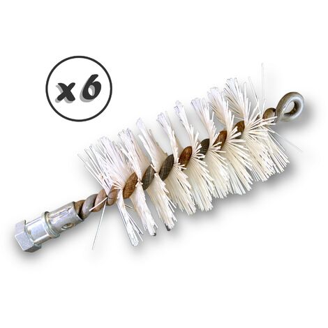 Lot de 6 Brosses à tube PRO NYLON Ø 55 mm Raccord M12175 femelle Ame en acier torsadé Nettoyage brossage tube et canalisation Kibros 41SCN55x6
