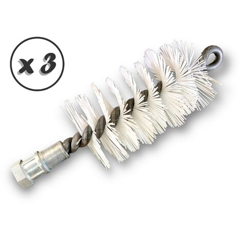 Lot de 3 Brosses à tube PRO NYLON Ø 45 mm Raccord M12175 femelle Ame en acier torsadé Nettoyage brossage tube et canalisation Kibros 41SCN45x3