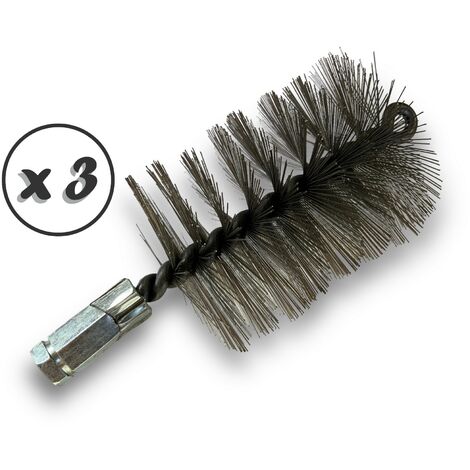 Lot de 3 Brosses à tube PRO INOX Ø 80 mm Raccord M12175 femelle Ame en acier torsadé Nettoyage brossage tube et canalisation Kibros 41SCI80x3