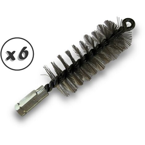 Lot de 6 Brosses à tube PRO INOX Ø 50 mm Raccord M12175 femelle Ame en acier torsadé Nettoyage brossage tube et canalisation Kibros 41SCI50x6