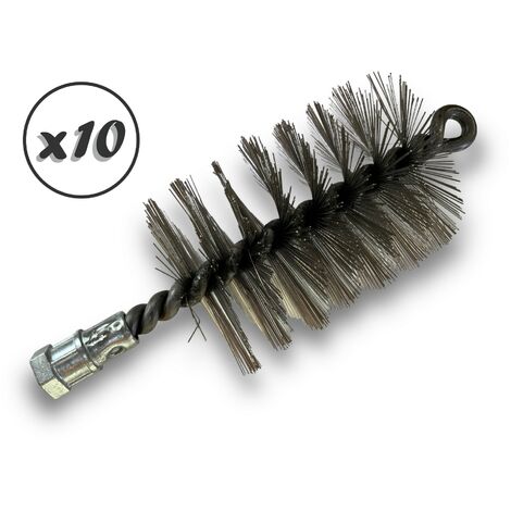Lot de 10 Brosses à tube PRO INOX Ø 70 mm Raccord M12175 femelle Ame en acier torsadé Nettoyage brossage tube et canalisation Kibros 41SCI70x10