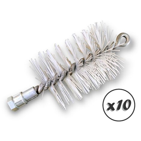 Lot de 10 Brosses à tube PRO NYLON Ø 65 mm  Raccord M12175 femelle  Ame en acier torsadé  Nettoyage brossage tube et canalisation  Kibros 41SCN65x10
