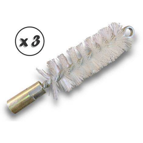 Lot de 3 Brosses à tube PRO NYLON Ø 35 mm Raccord M12175 femelle Ame en acier torsadé Nettoyage brossage tube et canalisation Kibros 41SCN35x3