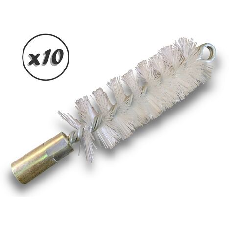 Lot de 10 Brosses à tube PRO NYLON Ø 40 mm  Raccord M12175 femelle  Ame en acier torsadé  Nettoyage brossage tube et canalisation  Kibros 41SCN40x10