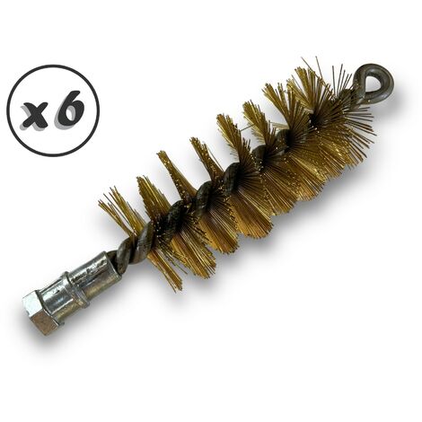 Lot de 6 Brosses à tube PRO LAITON Ø 45 mm Raccord M12175 femelle Ame en acier torsadé Nettoyage brossage tube et canalisation Kibros 41SCL45x6
