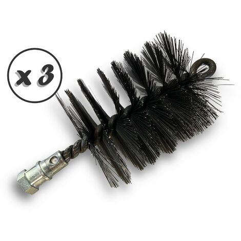 Lot de 3 Brosses à tube PRO ACIER Ø 75 mm Raccord M12175 femelle Ame en acier torsadé Nettoyage brossage tube et canalisation Kibros 41SCA75x3