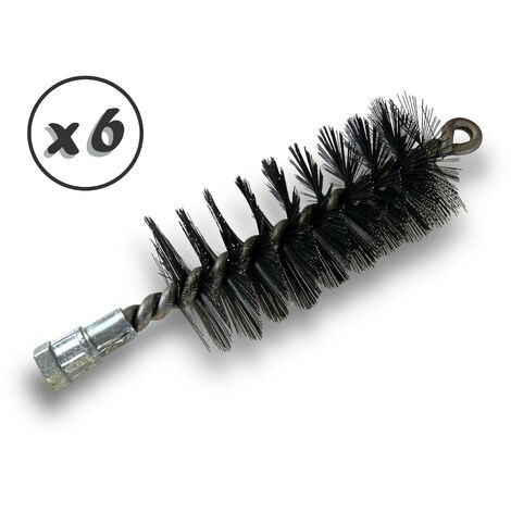 Lot de 6 Brosses à tube PRO ACIER Ø 55 mm Raccord M12175 femelle Ame en acier torsadé Nettoyage brossage tube et canalisation Kibros 41SCA55x6