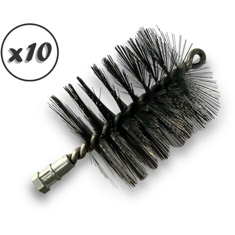 Lot de 10 Brosses à tube PRO ACIER Ø 90 mm Raccord M12175 femelle Ame en acier torsadé Nettoyage brossage tube et canalisation Kibros 41SCA90x10