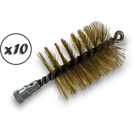 Lot de 10 Brosses à tube PRO LAITON Ø 80 mm Raccord M12175 femelle Ame en acier torsadé Nettoyage brossage tube et canalisation Kibros 41SCL80x10