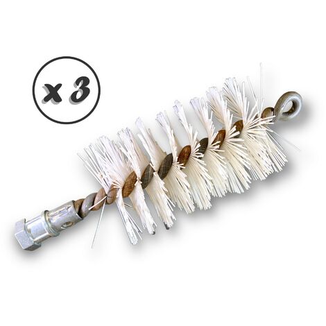 Lot de 3 Brosses à tube PRO NYLON Ø 55 mm Raccord M12175 femelle Ame en acier torsadé Nettoyage brossage tube et canalisation Kibros 41SCN55x3