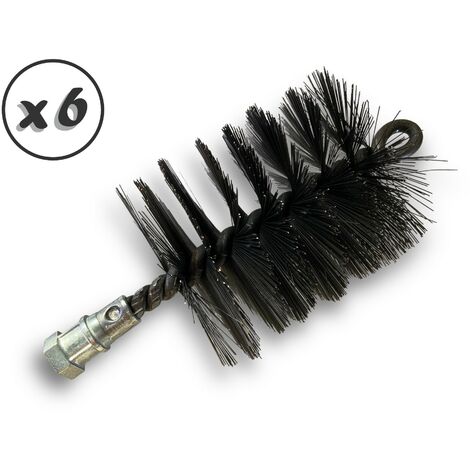 Lot de 6 Brosses à tube PRO ACIER Ø 75 mm Raccord M12175 femelle Ame en acier torsadé Nettoyage brossage tube et canalisation Kibros 41SCA75x6