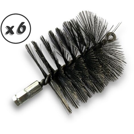 Lot de 6 Brosses à tube PRO ACIER Ø 140 mm Raccord M12175 femelle Ame en acier torsadé Nettoyage brossage tube et canalisation Kibros 41SCA140x6