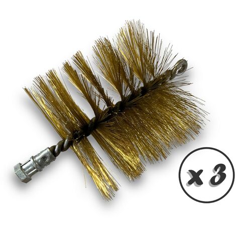 Lot de 3 Brosses à tube PRO LAITON Ø 120 mm  Raccord M12175 femelle  Ame en acier torsadé  Nettoyage brossage tube et canalisation  Kibros 41SCL120x3