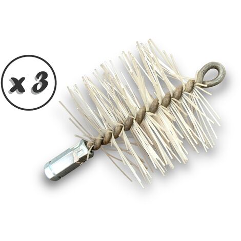 Lot de 3 Brosses à tube PRO NYLON Ø 100 mm Raccord M12175 femelle Ame en acier torsadé Nettoyage brossage tube et canalisation Kibros 41SCN100x3
