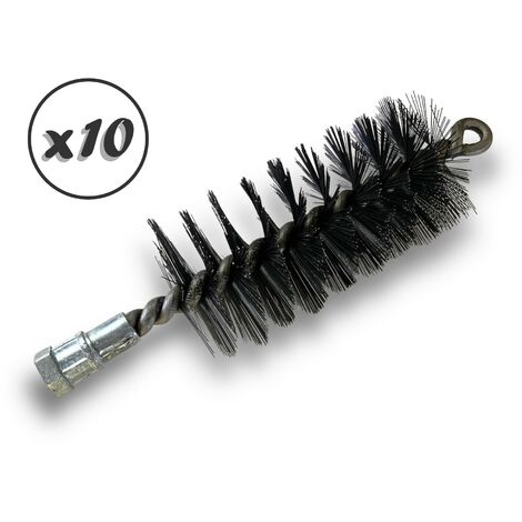Lot de 10 Brosses à tube PRO ACIER Ø 55 mm Raccord M12175 femelle Ame en acier torsadé Nettoyage brossage tube et canalisation Kibros 41SCA55x10