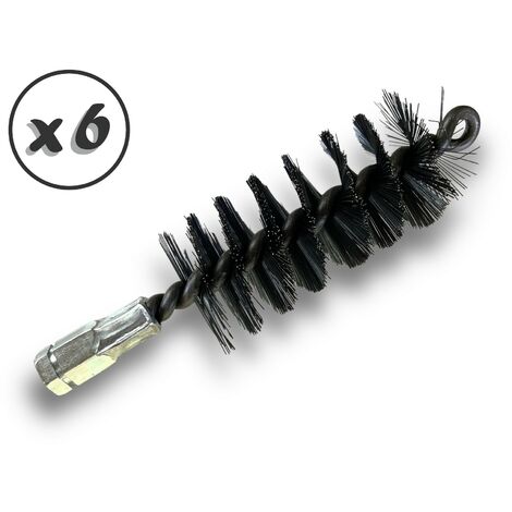 Lot de 6 Brosses à tube PRO ACIER Ø 45 mm Raccord M12175 femelle Ame en acier torsadé Nettoyage brossage tube et canalisation Kibros 41SCA45x6