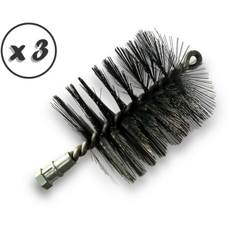 Lot de 3 Brosses à tube PRO ACIER Ø 90 mm Raccord M12175 femelle Ame en acier torsadé Nettoyage brossage tube et canalisation Kibros 41SCA90x3