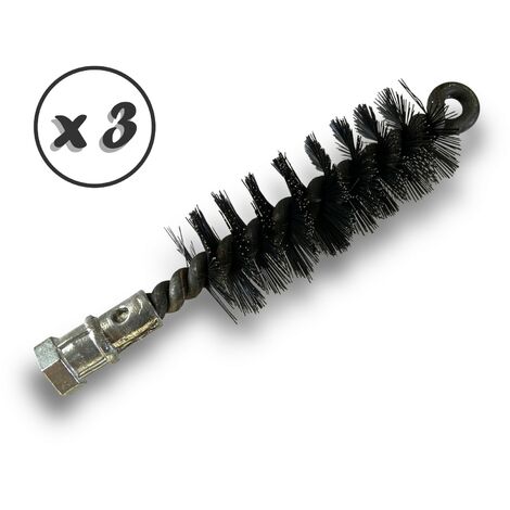 Lot de 3 Brosses à tube PRO ACIER Ø 25 mm Raccord M12175 femelle Ame en acier torsadé Nettoyage brossage tube et canalisation Kibros 41SCA25x3