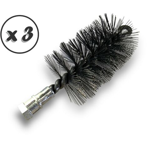 Lot de 3 Brosses à tube PRO ACIER Ø 70 mm Raccord M12175 femelle Ame en acier torsadé Nettoyage brossage tube et canalisation Kibros 41SCA70x3